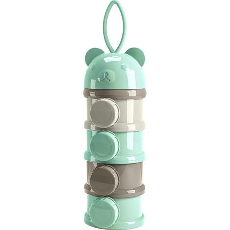 Distributeur de lait en poudre 4 niveaux superposés, grand contenant portable pour voyage extérieur, vert (1/5)