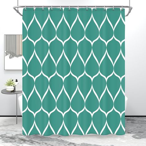 Rideau de douche bleu sarcelle, design imperméable et polyester, séchage rapide, ourlet lesté, rideau de douche pour salle de bain, 183 x 183 cm, lavable en machine avec 12 crochets (1/5)