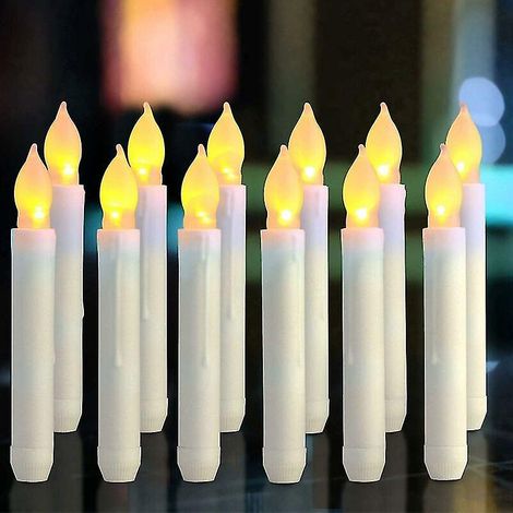 Bougies LED - Bougies chandelier longues - Lot de 12 bougies sans flamme fonctionnant avec des piles AA 16,5 x 2 (1/5)