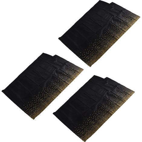 Nappe en plastique imperméable 3 pièces, aspect raffiné, jetable et portable, noire.