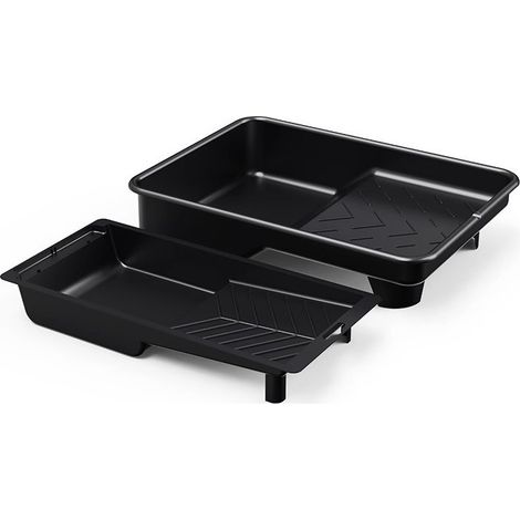 2 bacs à peinture/revêtement - Contenants en plastique - 10 cm + 23 cm - Bacs pour rouleaux et pinceaux