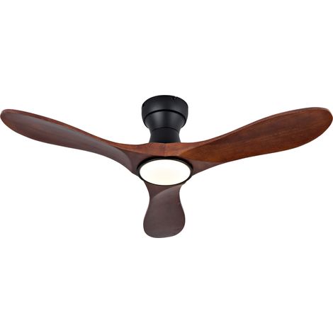 Ventilateur de plafond 42 pouces avec LED 3CCT, télécommande, 6 vitesses, moteur DC silencieux, pales en bois foncé, noir, pour salon et chambre  CHICFURN (1/5)