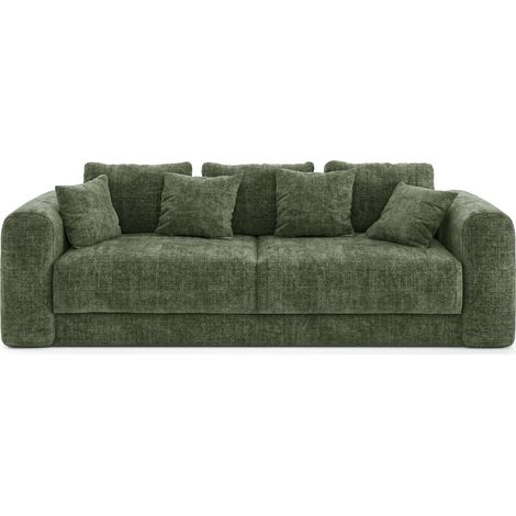 Canapé convertible coffre noyer 4 places en velours gaufré vert émeraude RIO (1/5)