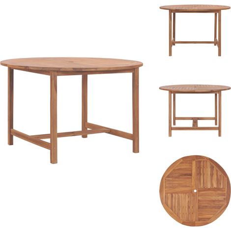 Garten-Esstisch Ø110x75 cm Massivholz Teak - Tisch - Esstisch - Gartenmöbel - Outdoormöbel - Teakholz (1/5)