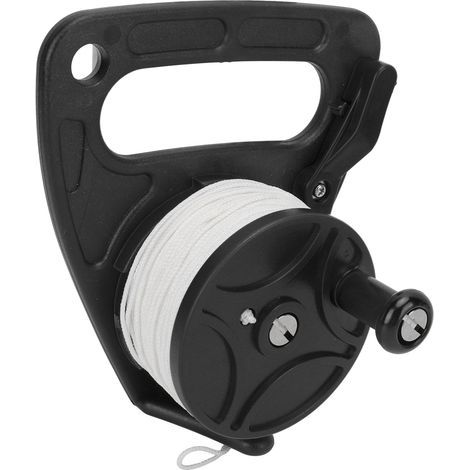 Tauchseilrolle, multifunktionale, fingerbetätigte Tauchseilrolle mit 46 m langem, weißem Kabel für Höhlentauchen, schwarz (1/5)