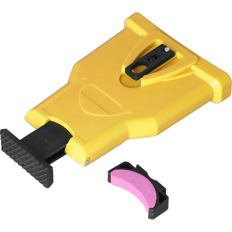 Affûteur de chaîne de tronçonneuse universel et portable pour chaînes de 14, 16, 18 et 20 pouces (2 trous), jaune (1/5)