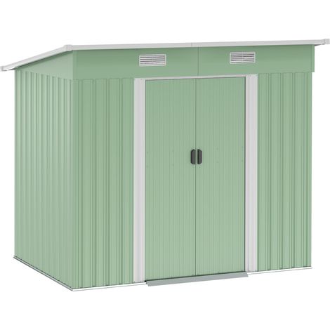 Abri de rangement métal 2,3 m² 207 x 130 x 182 cm Cabane de rangement avec Pultdach fenêtres Bodenrahmen vert