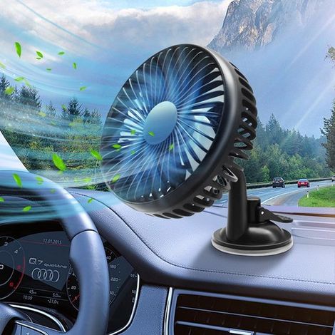 Tragbarer Autoventilator mit USB-Anschluss, 360° drehbar, 3 Geschwindigkeitsstufen, für Auto, Van, SUV, Wohnmobil und Camping (1/5)