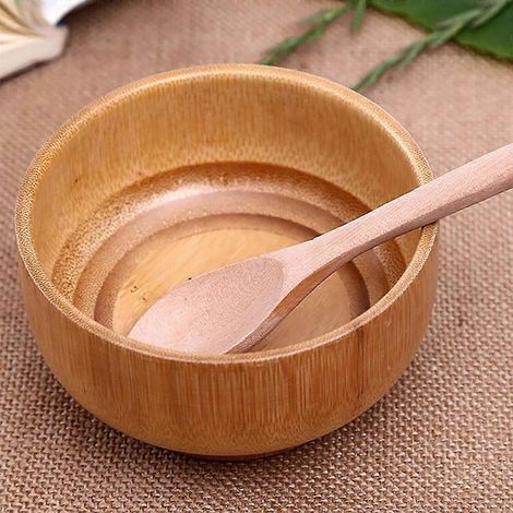 Bol créatif en bambou naturel pour la décoration de fruits, salade de fruits, bol à nouilles, bol à riz en bois, décoration artisanale (1/2)