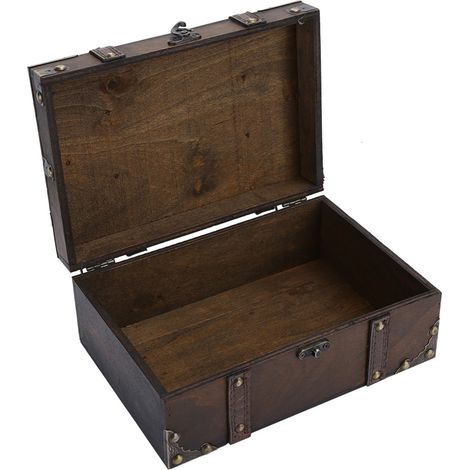 Coffret de rangement vintage en bois, coffre à bijoux décoratif avec serrure, décoration intérieure 6282‑2302 (1/5)