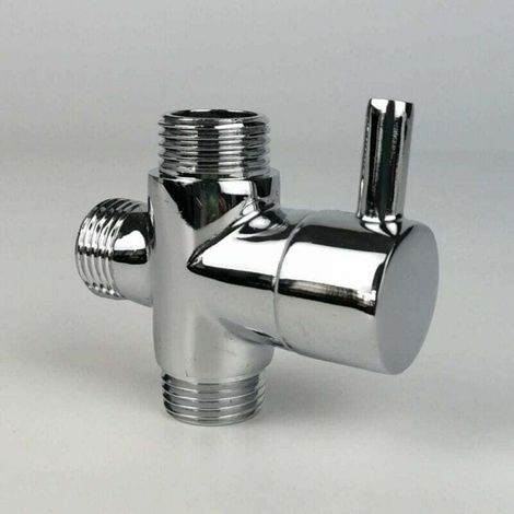 Vanne de dérivation, mâle G1/2 Robinet en laiton T adaptateur Chrome salle de bain douche robinet accessoires inverseur d'eau 3 voies vanne de remplissage mâle (1/5)