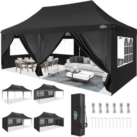 Faltpavillon 3x6m wasserdicht mit 6 Seitenwänden, UV-Schutz 50+, stabil, winterfest (1/5)