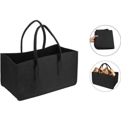 Sac Porte Bûches - Panier Bois -Sac en Feutre -Sac de Rangement Paniers à Journaux et Magazines pour Bois de Cheminée Sacoche (1/4)