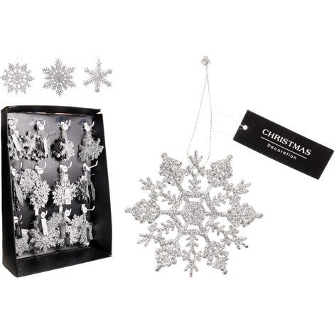 Fiocco di neve 10 cm argento modello assortito PERAGA CHRISTMAS