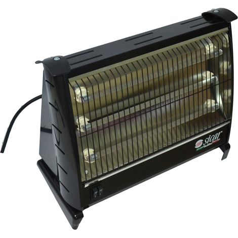Stufa Elettrica Stufetta al Quarzo 3 Candele 1800W Nero o Bianco Italiana Sicar Nero (1/4)