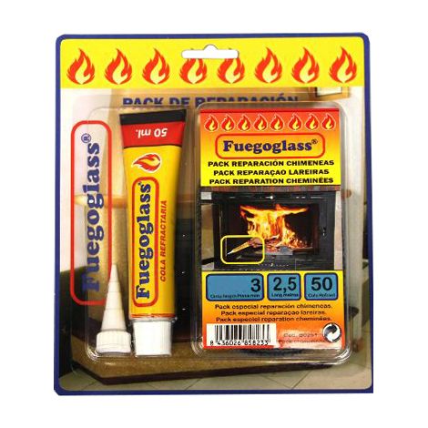 Pack 2,5mt ruban cordon 15x3mm + colle réfractaire fuegoglass (1/2)