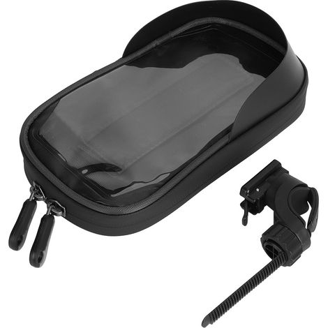 Sacoche de guidon vélo en polyester 900D avec support téléphone, navigation cycliste, écran tactile TPU, type support noir (1/5)