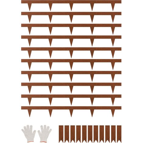 Bordure de Jardin en Acier, Lot de 10, Bordures Paysagères en Métal, Résistant aux Intempéries, 1016x114,3 mm, Installation Simple, Bandes Pliables pour Séparateur de Chemin de Cour, Pelouse (1/5)