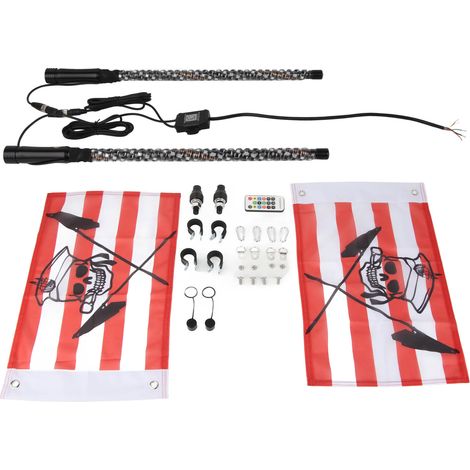 Tige lumineuse RGB LED avec drapeau, contrôle par APP, 300 motifs, 366 modes, 12-24V pour UTV ATV hors-route bateau, 60,96 cm (1/5)