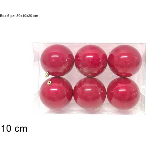 Palle di Natale 10cm 6pz Rosse Perlate Peraga Christmas