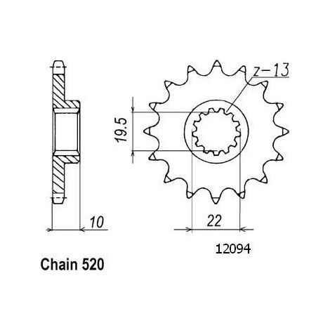 Pignon Suzuki - 250 Rm 1983-2001 - 520 - 14 Dents - Similaire JTF432