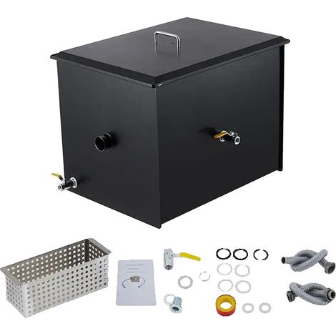 Bac à graisse, Polyéthylène haute densité, Compatibilité avec les cuisines commerciales, 20LBS noir (1/2)