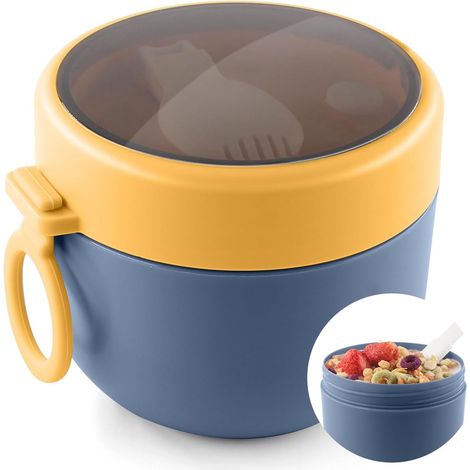 Pot de yaourt, pot de muesli à emporter, pour enfants, boîte à lunch, muesli à emporter, pot avec cuillère pliante, bol de smoothie, porridge, pot avec couvercle pour yaourt pour tous les petits-déjeu (1/5)