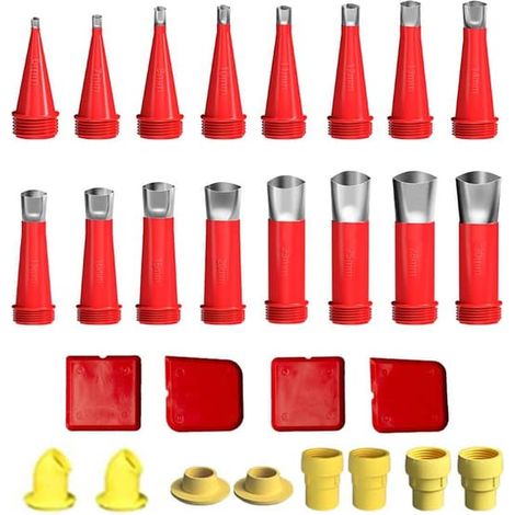 Ensemble de 24 embouts en silicone et acier inoxydable - comprend des embouts universels en caoutchouc intégrés et un mastic silicone pour joints. (1/5)