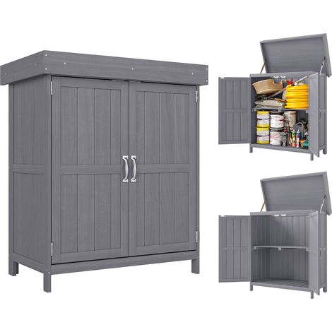 Armoire de Jardin Peruccio Rangement Extérieur Étanche Gris Vert 74x43x88 cm
