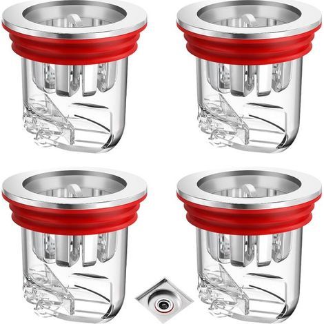 Set of four anti-odor valves, transparent anti-odor shower drain, suitable for bathrooms and laundry rooms. (1/5)