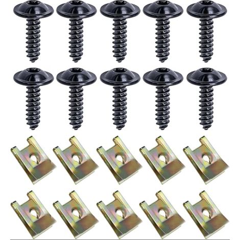 Kit rivets et écrous voiture fixations U et vis protection soubassement pare-chocs ailes passages roue (1/5)