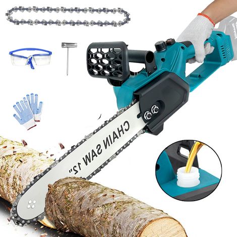Motosega a batteria, Motosega a batteria senza spazzole da 12 pollici Sega elettrica a batteria Motosega oliata con catene (senza batteria) Compatibile con batteria Makita