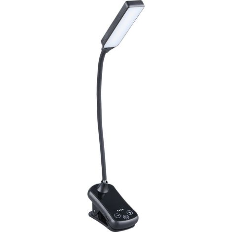 Linterna ajustable LED de lectura con clip de sujeción (1W 3CCT 100lm) IP20 39x310x79mm con carga USB color negro (1/5)