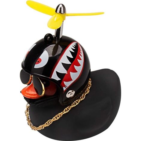 Canard Noir Casqué Décor Auto Souple - Ornement Polyvalent pour Tableau de Bord Voiture, Moto ou Chambre (1/5)