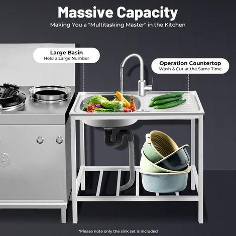 Freestanding Stainless Steel Utility Sinks w/Faucet for Laundry Room Garage UK (1/5)