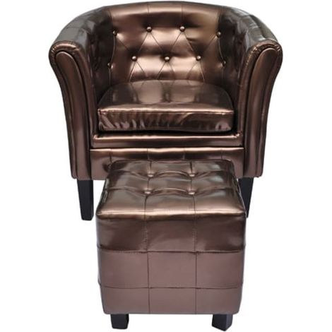 Fauteuil avec repose-pied Marron Similicuir (1/4)