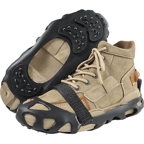 Crampons d'hiver d'extérieur, crampons antidérapants à 30 dents, adaptés aux bottes et aux baskets, idéaux pour la randonnée, le trekking et autres activités de plein air, taille S (convient aux point (1/5)