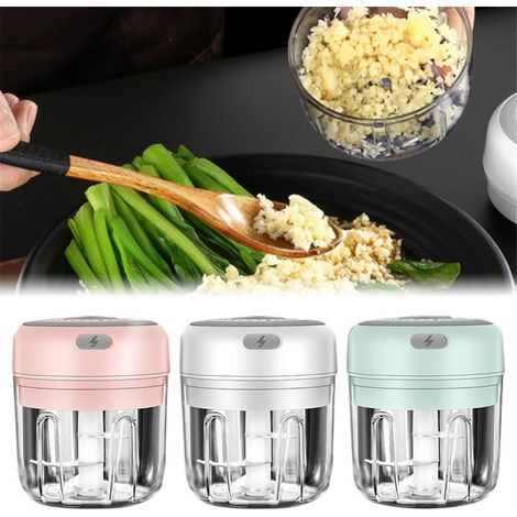 Hachoir électrique sans fil pour ail, légumes et fruits - Broyeur et presse compact pour cuisine