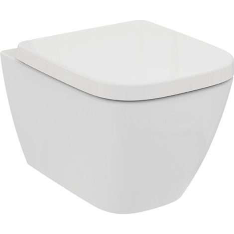 WC suspendu compact sans bride IDEAL STANDARD I.Life S RimLS+ avec abattant frein de chute
