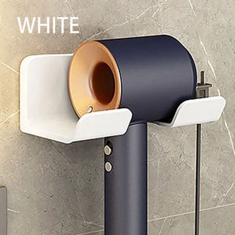 (Blanc basique - 1 pièce) Support mural pour sèche-cheveux, lisseur, sèche-cheveux, étagères de rangement pour salle de bain (1/5)
