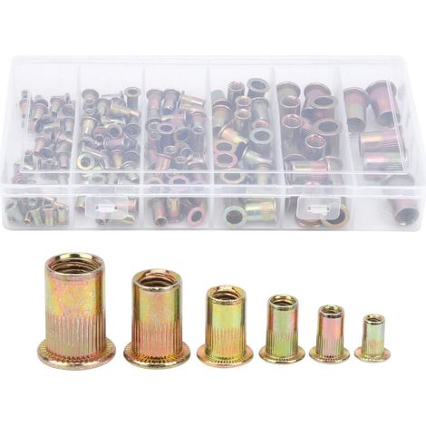Set di dadi a rivetto in lega di zinco, 150 pezzi, M3 M4 M5 M6 M8 M10, accessori per ferramenta (1/5)