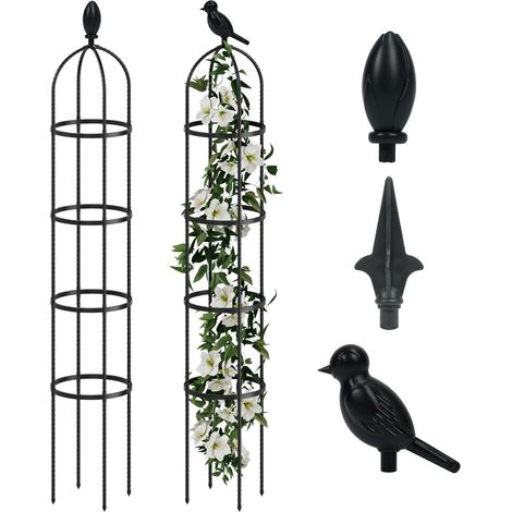 Tuteur Obélisque Jardin 175 cm pour Plantes Grimpantes, Support Métallique Round pour Rosiers Clématites Jasmin, Tuteur Anti-Rouille Intérieur Extérieur
