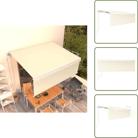 The Living Store Markise Automatisch Einziehbar mit Volant 4x3 m Creme - Terrassenmarkise (1/5)