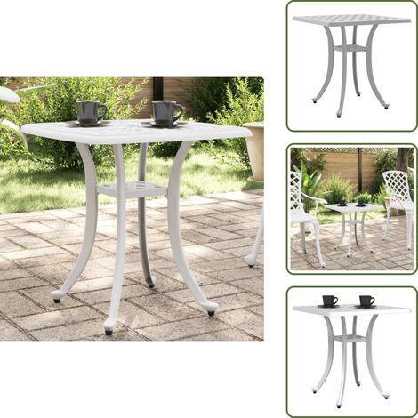 Table de jardin blanc 53x53x53 cm aluminium coulé - Table De Jardin - Table Extérieure - Mobilier De Jardin - Table Blanche - Table Aluminium (1/5)