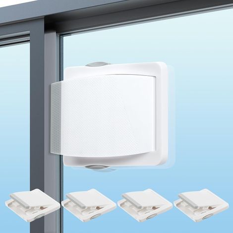 Serrure de Fenêtre Coulissante, 4 Pièces Serrure de Porte Coulissante en Verre, sans Perçage, pour la Protection des Enfants et des Animaux Domestiques, Sécurité de Location (1/5)