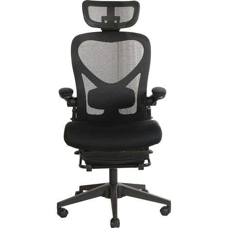 Silla de oficina ergonómica plegable negra con reposacabezas 3D, lumbar y reposapiés (1/5)