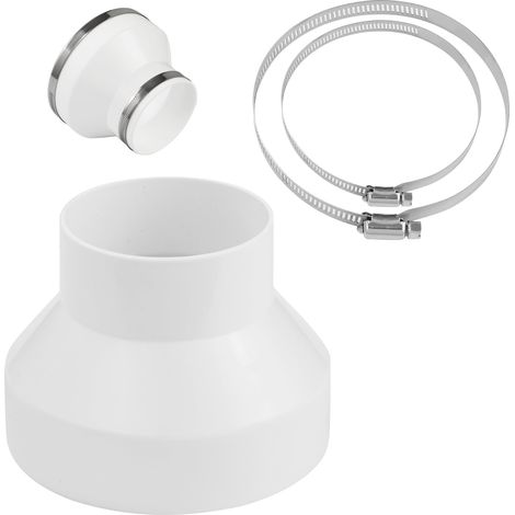 Adaptateur pour tube rond 150-100 mm avec 2 colliers de serrage en acier inoxydable, réducteur en ABS, pour conduits de ventilation (1/5)