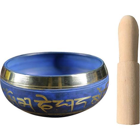 1 Set tibetischer Klangschalen, Meditations- und spirituelle Klangschalen mit Stock-8.5X8.5X4CM-Blue (1/4)