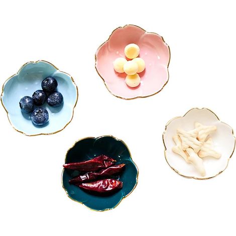 Lot de 4 coupelles en céramique pour assaisonnement, mini coupelles à sauce cerise, bols, assiettes à apéritif, plats de service pour amuse-gueules, coupelles à sushi et sauce soja (1/5)