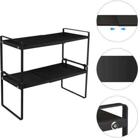 Étagères de rangement pour comptoir de cuisine - - noir - 60cm - 21cm - métal